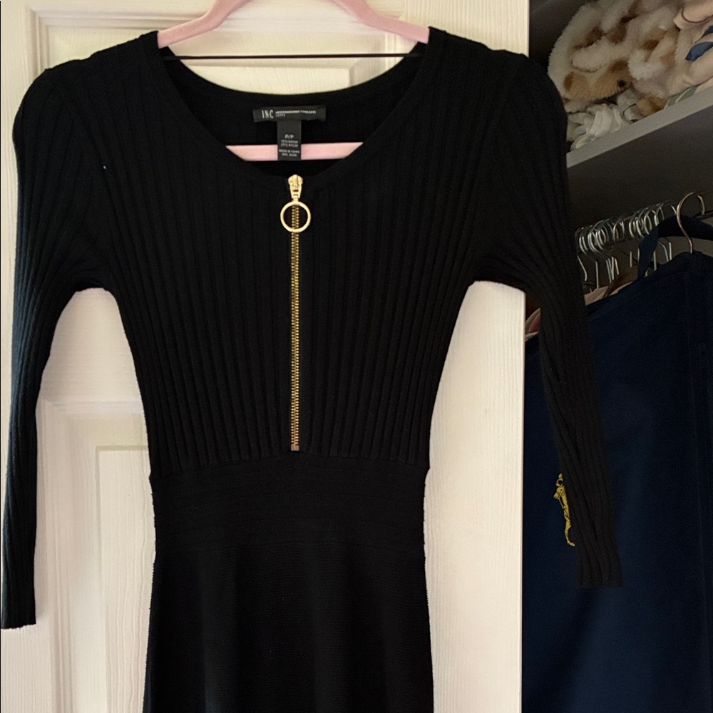 INC International Concepts Black Long Sleeve Dress